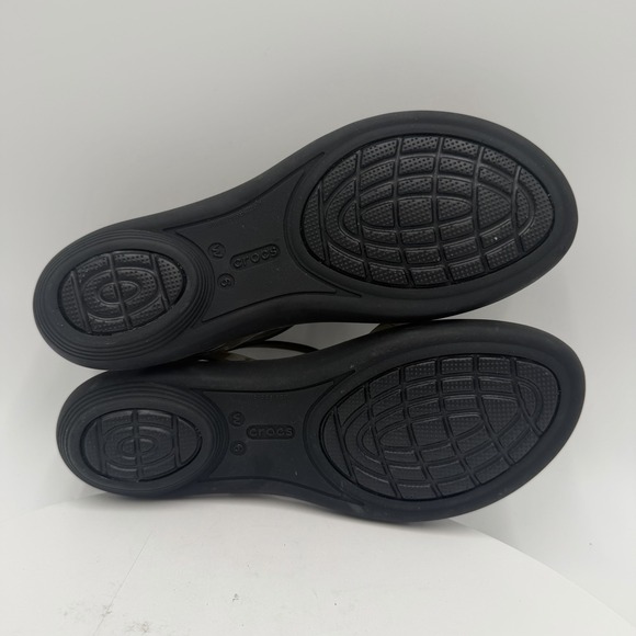 Crocs Isabella Flats Jelly Sandals Black Womans 6 Strappy Beach Vacation - Picture 7 of 8